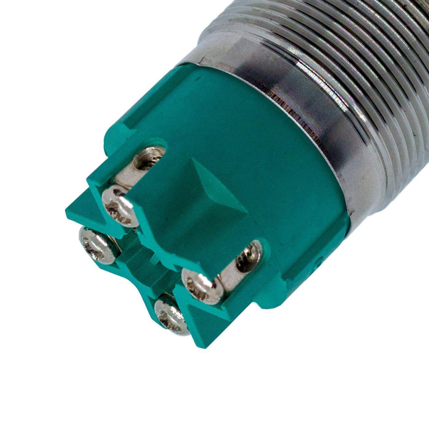 Lumonic Edelstahl Druckschalter flach 22mm Durchmesser I Mit einer Ring LED in Grün Maße: Schraubanschluss 250V 3A I Vandalismussicher nach dem IP65 Standard