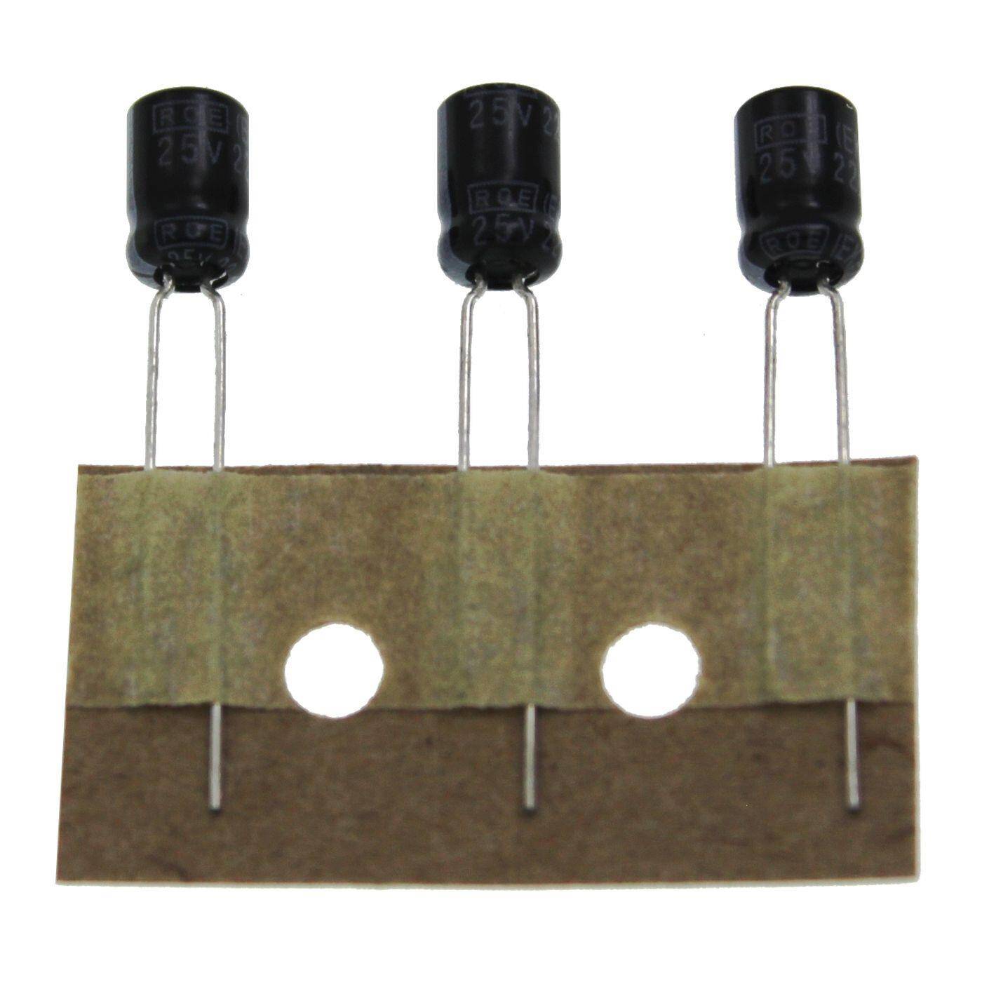 Elko Kondensator Radial 22µF 25V | Elektrolytkondensator bis zu einer Temperatur von 85°C | 5x7mm | 22uF EKF00AM222EM0K Vishay