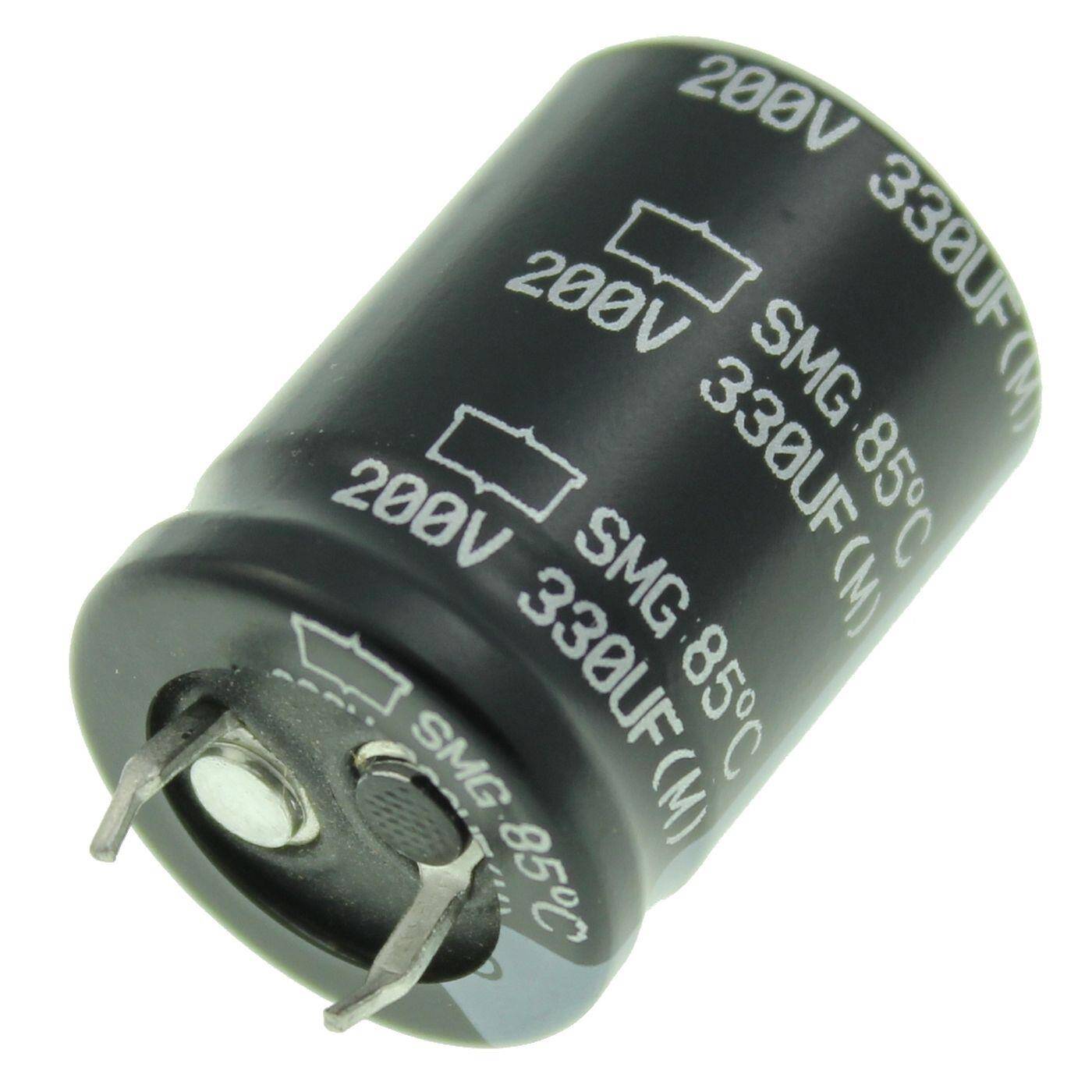 Snap-In Elko Kondensator 330µF 200V | Elektrolytkondensator bis zu einer Temperatur von 85°C | 22x30mm | 330uF SMG200VB3300M United Chemi-Con