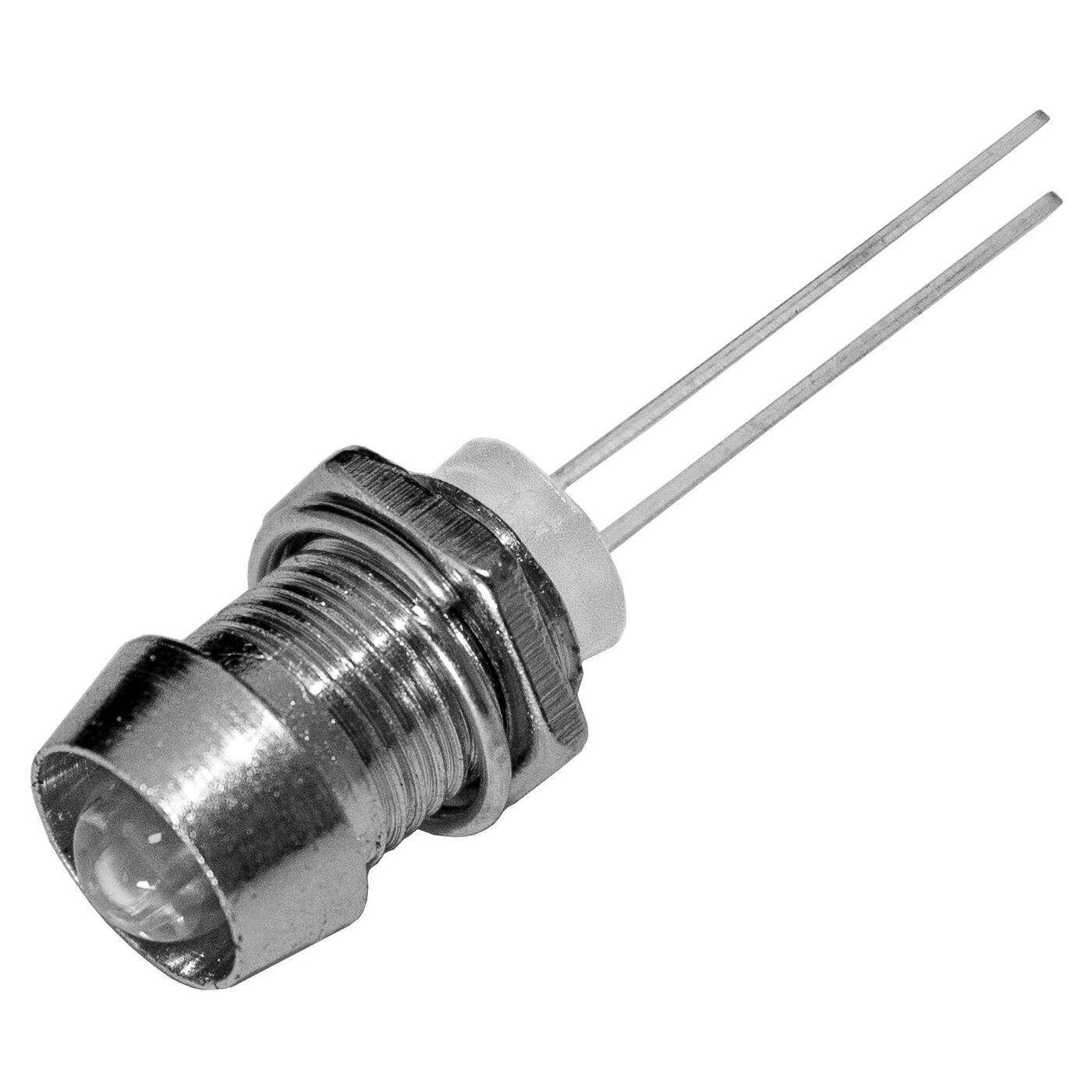 50x LED Fassung Halter 5mm Metall Chrom Schraub Sockel + Isolator