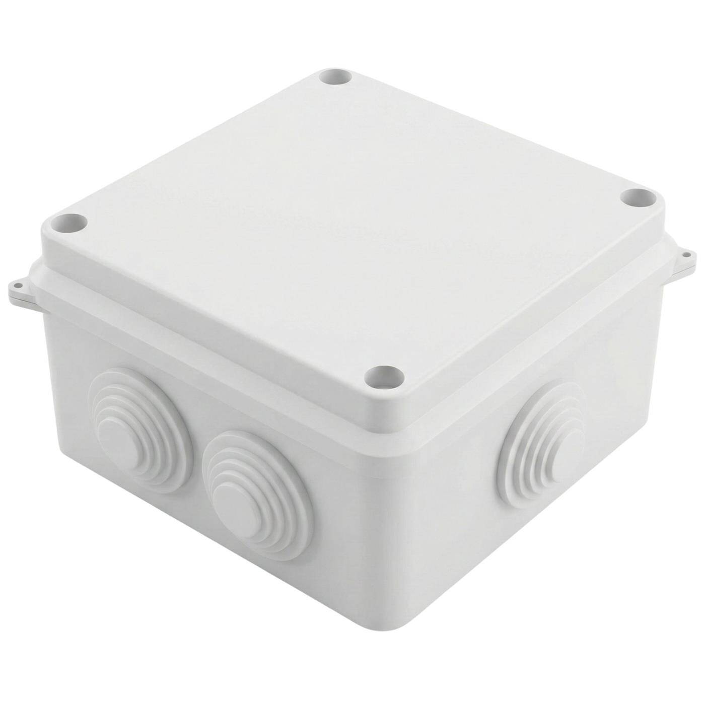 Lumonic Verteilerdose weiß 100x100x70mm mit 7 Öffnungen I Abzweigdose Aufputz - IP65 I Verbindungsdose, Klemmdose, Abzweigkasten für Innen & Außen