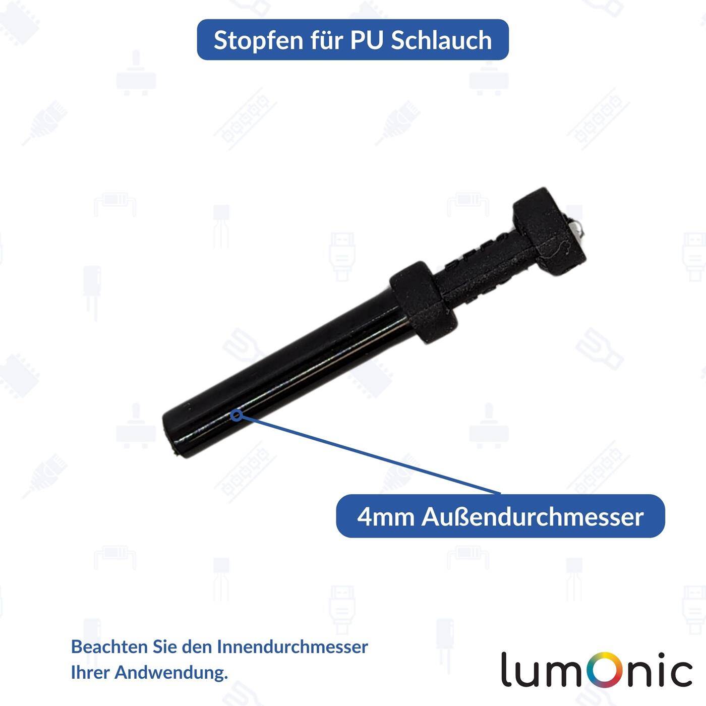 PU Schlauch Stopfen 4mm gerade Blindstopfen pneumatischer Verschlussstopfen Schlauchstopfen Druckluft & Automatisierung