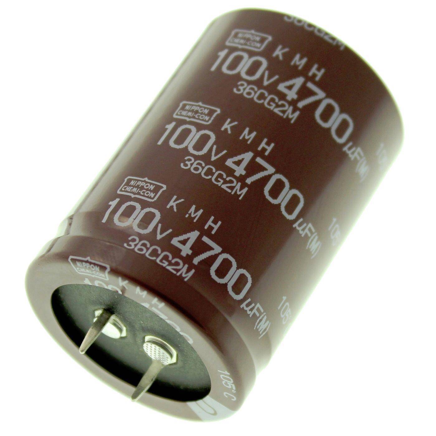 Snap-In Elko Capacitor 4700µF 100V | Electrolytic capacitor up to a temperature of 105°C | 35x50mm | 4700uF EKMH101VNN472MA50S United Chemi-Con