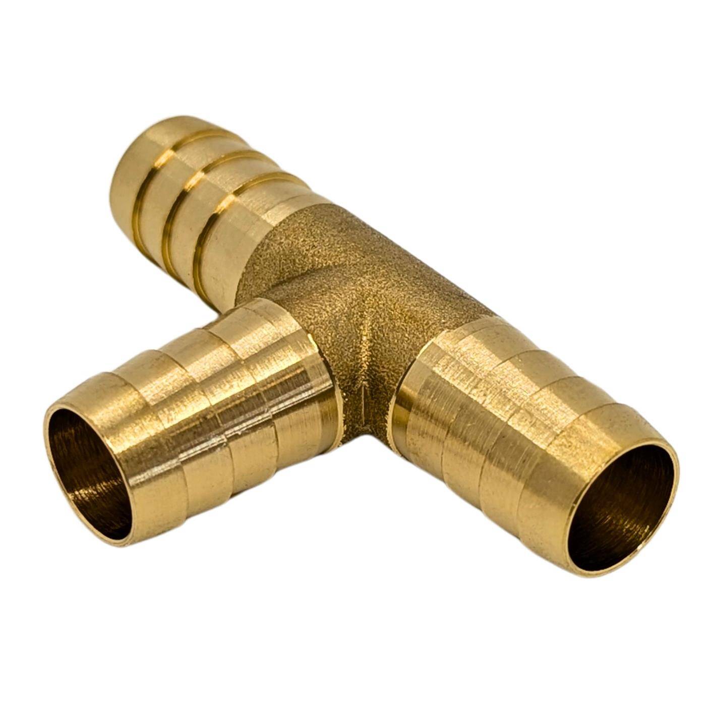 T-hose connector for 13mm (1/2") hose made of brass T-connector T-piece with spike profile Compressed air for workshops, businesses and DIY enthusiasts