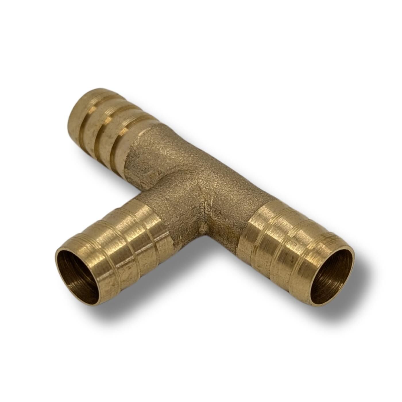 T-hose connector I for 9mm (3/8") hose I made of brass I T-connector I T-piece I with spike profile I Compressed air I for workshops, businesses and DIY enthusiasts