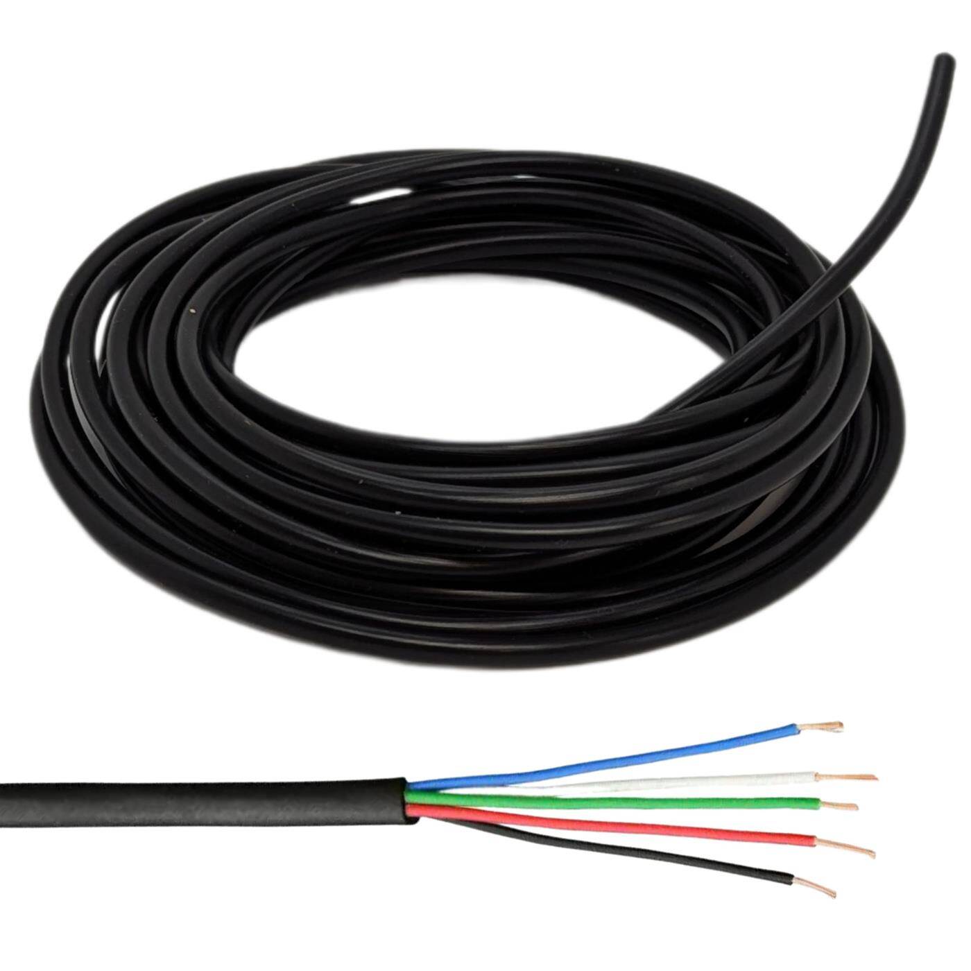 1m RGBW LED Control cable 5x 0,34mm² LiYY Extension 5 wire Power cable Black UV resistant
