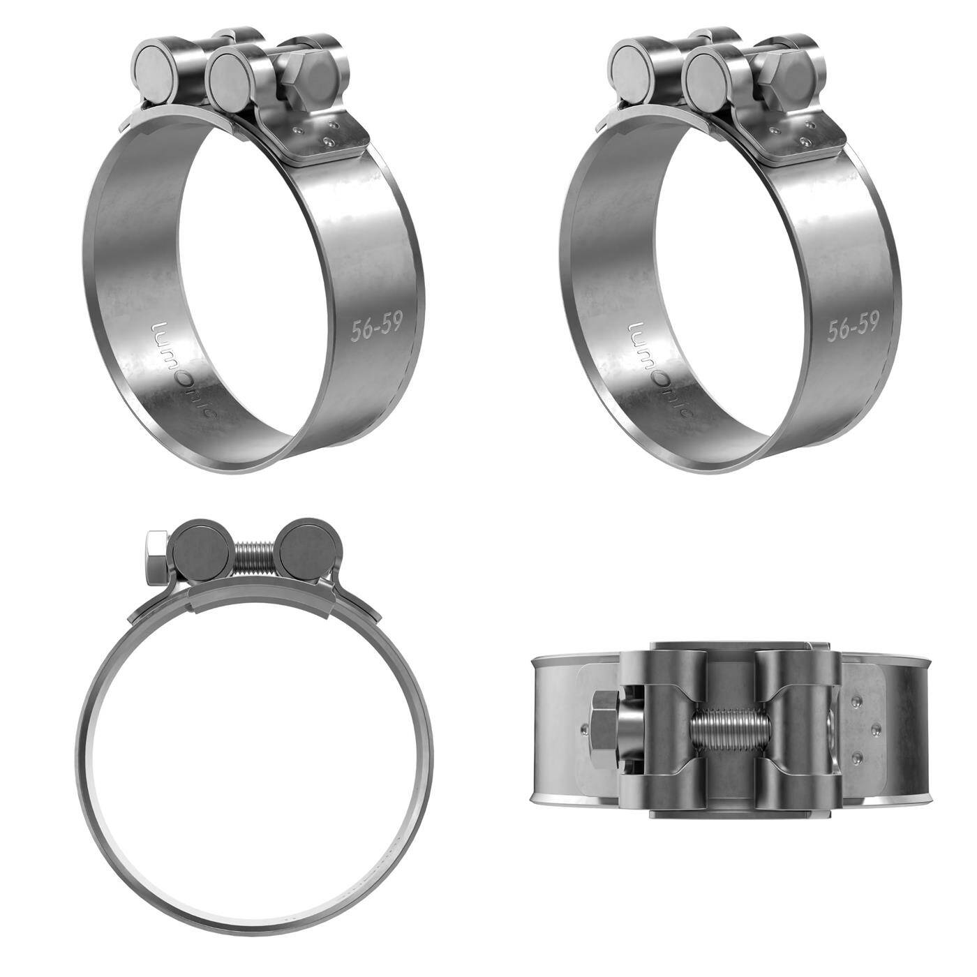 4x Lumonic Gelenkbolzenschelle Edelstahl 56-59mm V2A Auspuffschelle für Bau PKW LKW