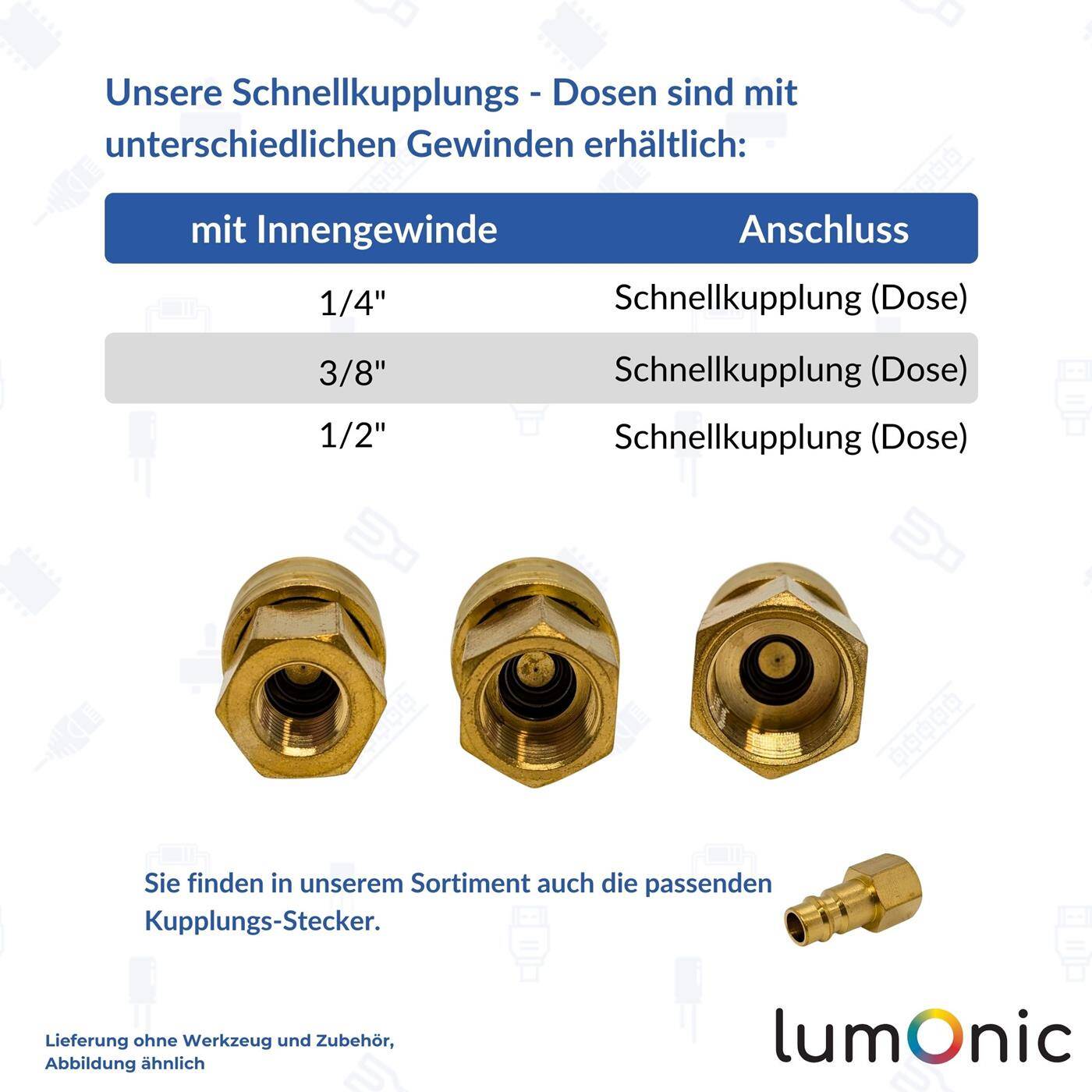 Kupplungsdose mit Innengewinde 1/2" aus Messing Druckluftkupplung-Buchse Schnellkupplung für Werkstätten, Betriebe und Heimwerker