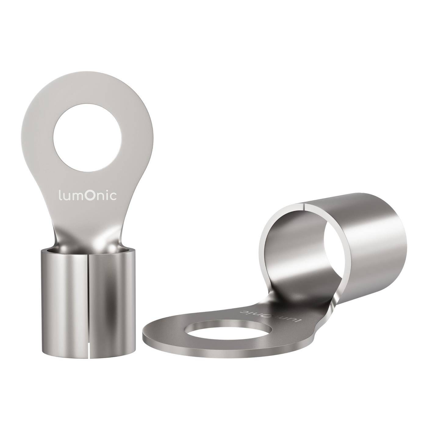 Lumonic 25x Ringkabelschuh 16-25mm² blank | M8 | Kupfer verzinnt | sichere Kabelverbindung ohne Löten | Crimp-Kabelschuh unisoliert | KFZ, Maschinenbau, Wohnmobil, Batterie