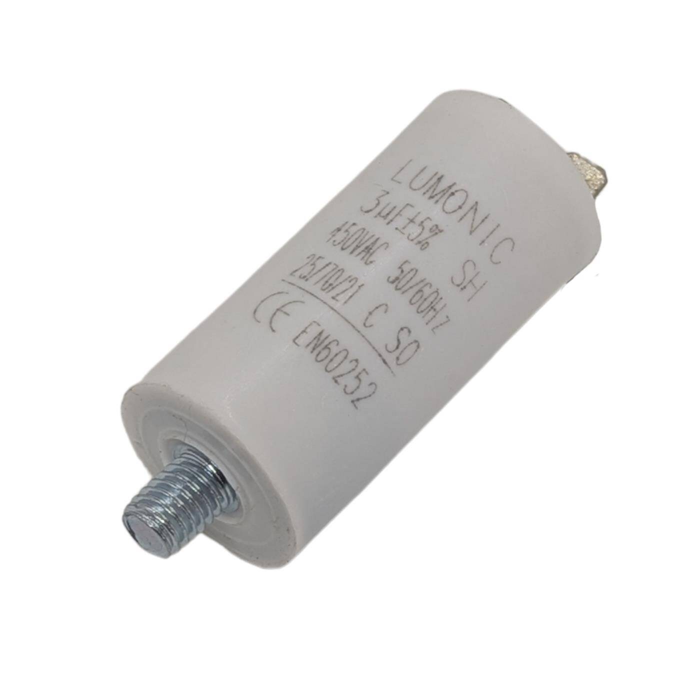 Anlaufkondensator mit Stecker 6,3x0,8mm 3µF 450V 26x55mm 3uF Motorkondensator mit Kunststoffgehäuse