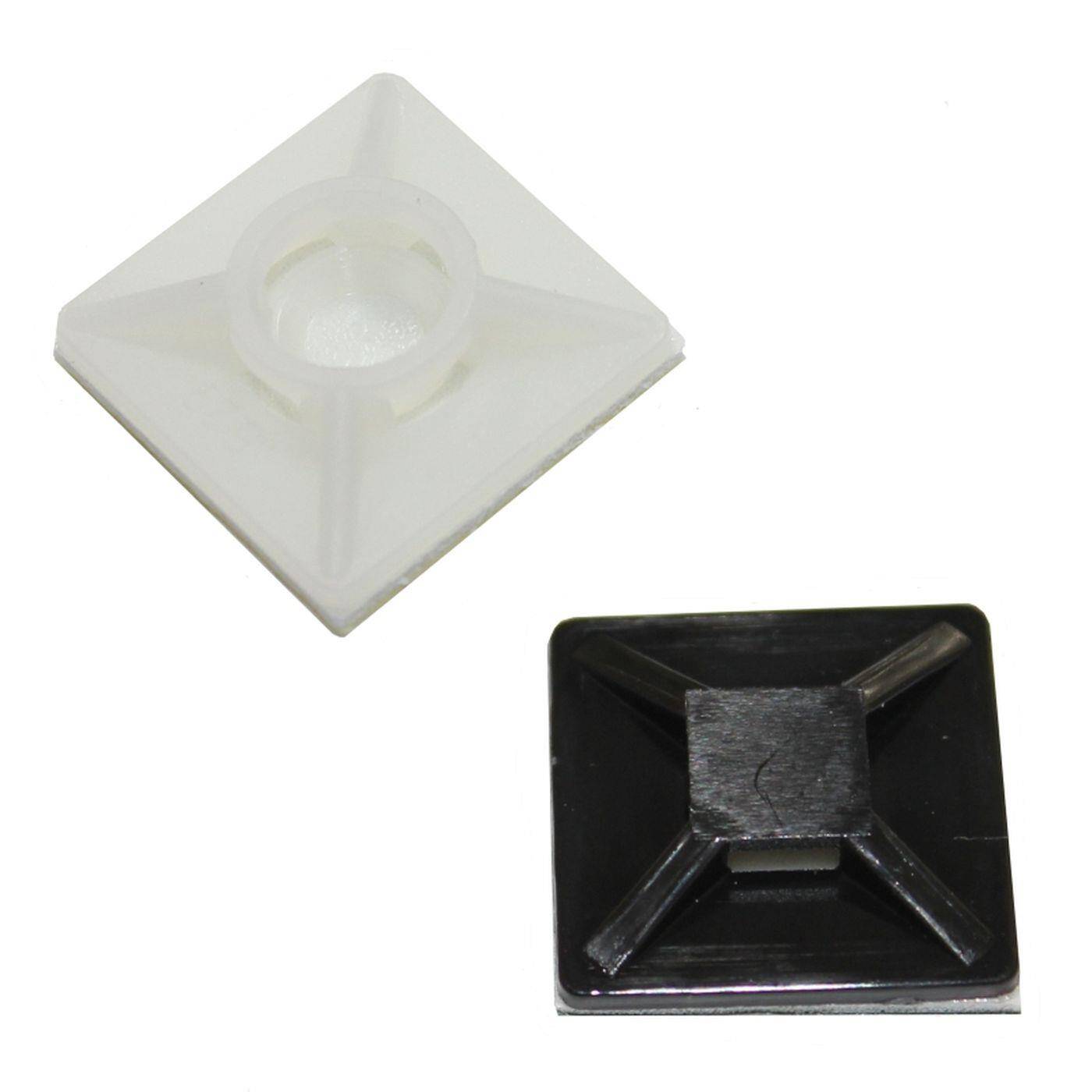 100x Adhesive socket for Cable tie 20x20mm White
