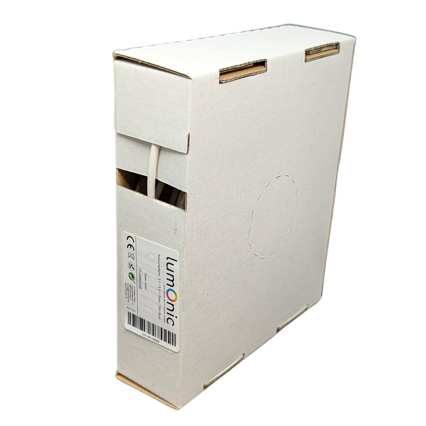 Lumonic 10m Schrumpfschlauch Box 3:1 Weiss - Hier von: 3mm auf 1mm - Dickwandiger Schrumfpschlauch in verschiedenen Größen