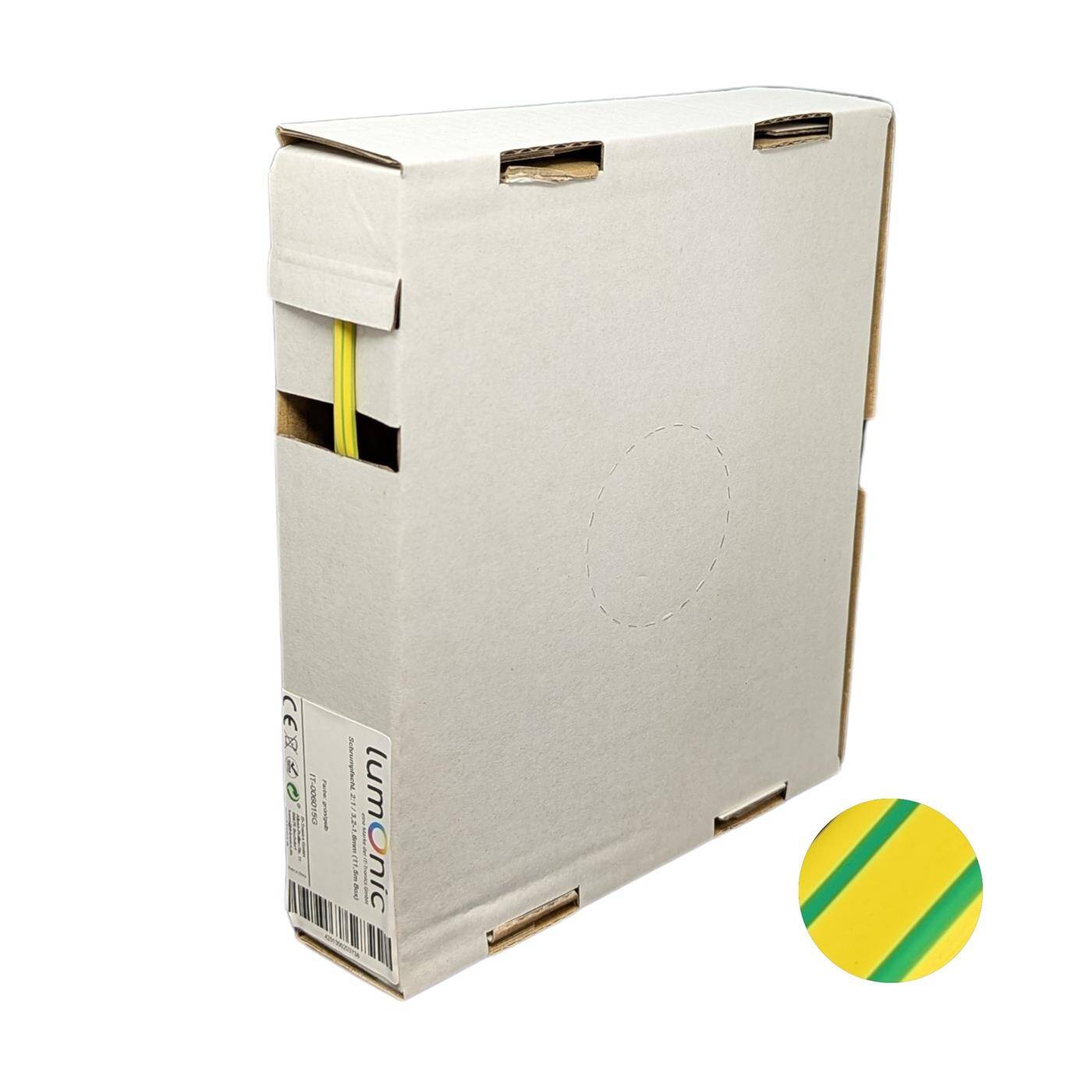 11,5m Heat shrink tubing Box 2:1 3,2 -> 1,6mm Green Yellow Flexible