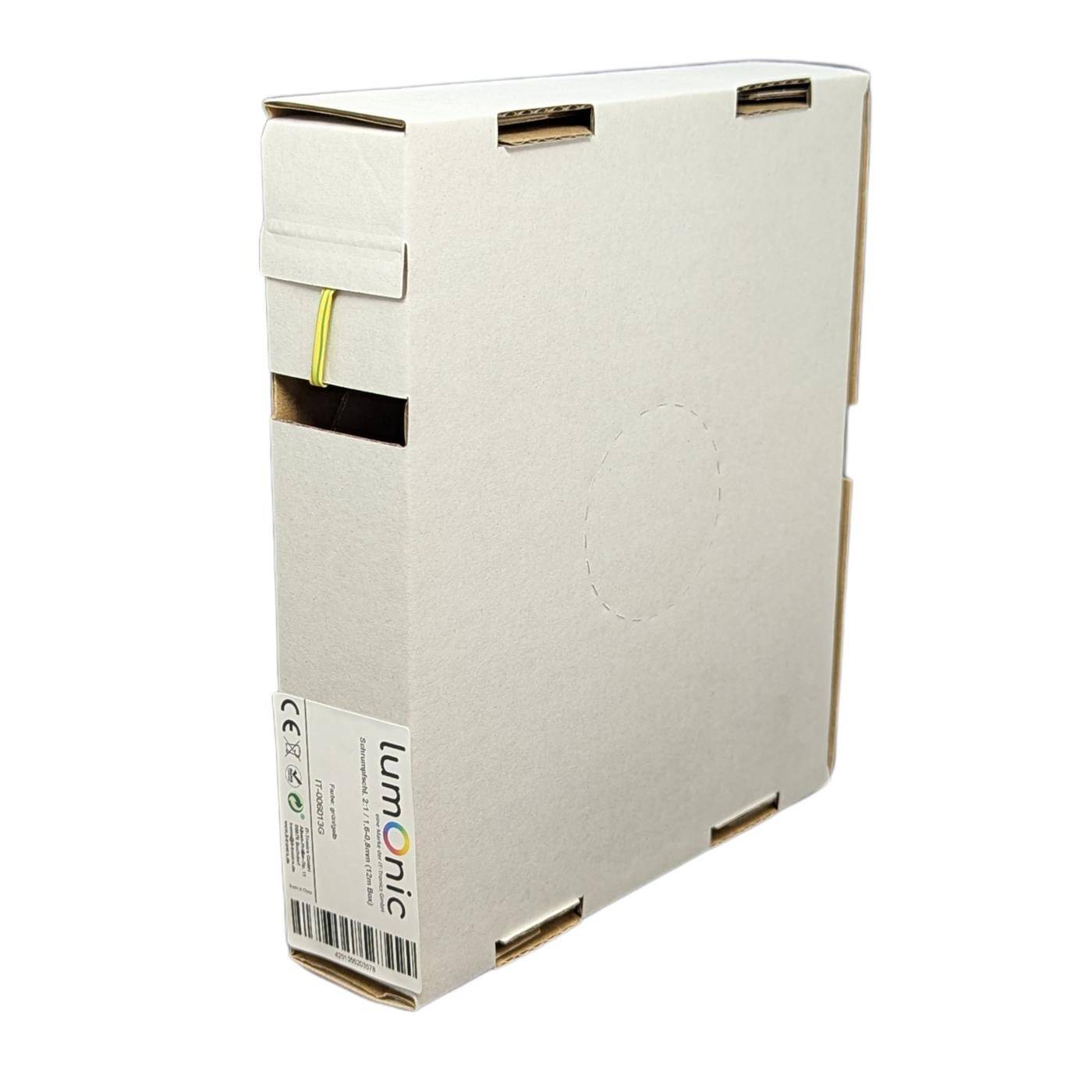 Lumonic 12m Schrumpfschlauch Box 2:1 Grün Gelb - Hier von: 1,6mm auf 0,8mm - Dickwandiger Schrumfpschlauch in verschiedenen Größen