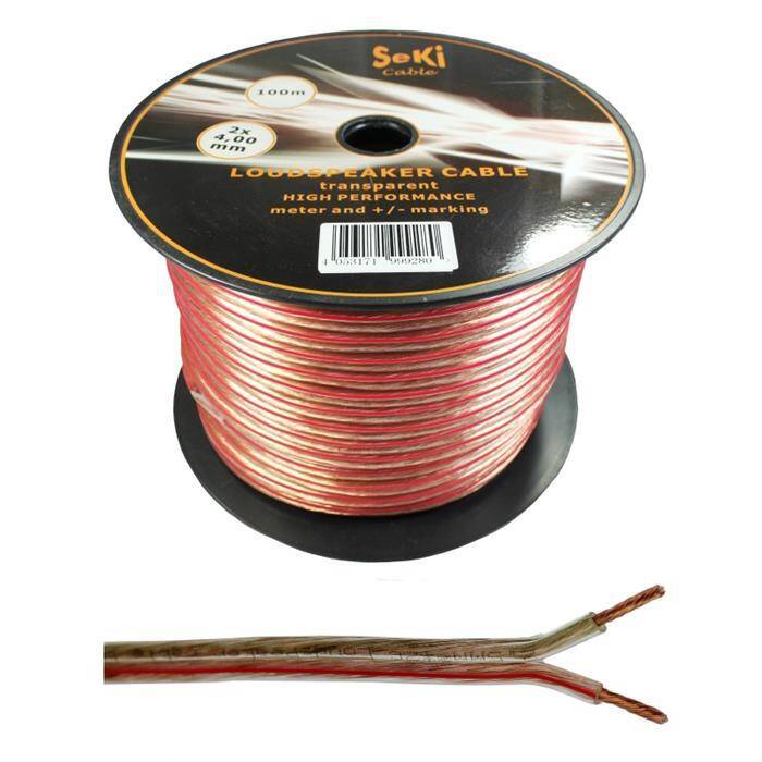 100m Lautsprecherkabel 2x 4mm² Transparent Audiokabel Boxenkabel 100m Lautsprecherkabel 2x 4mm² Transparent Audiokabel Boxenkabel