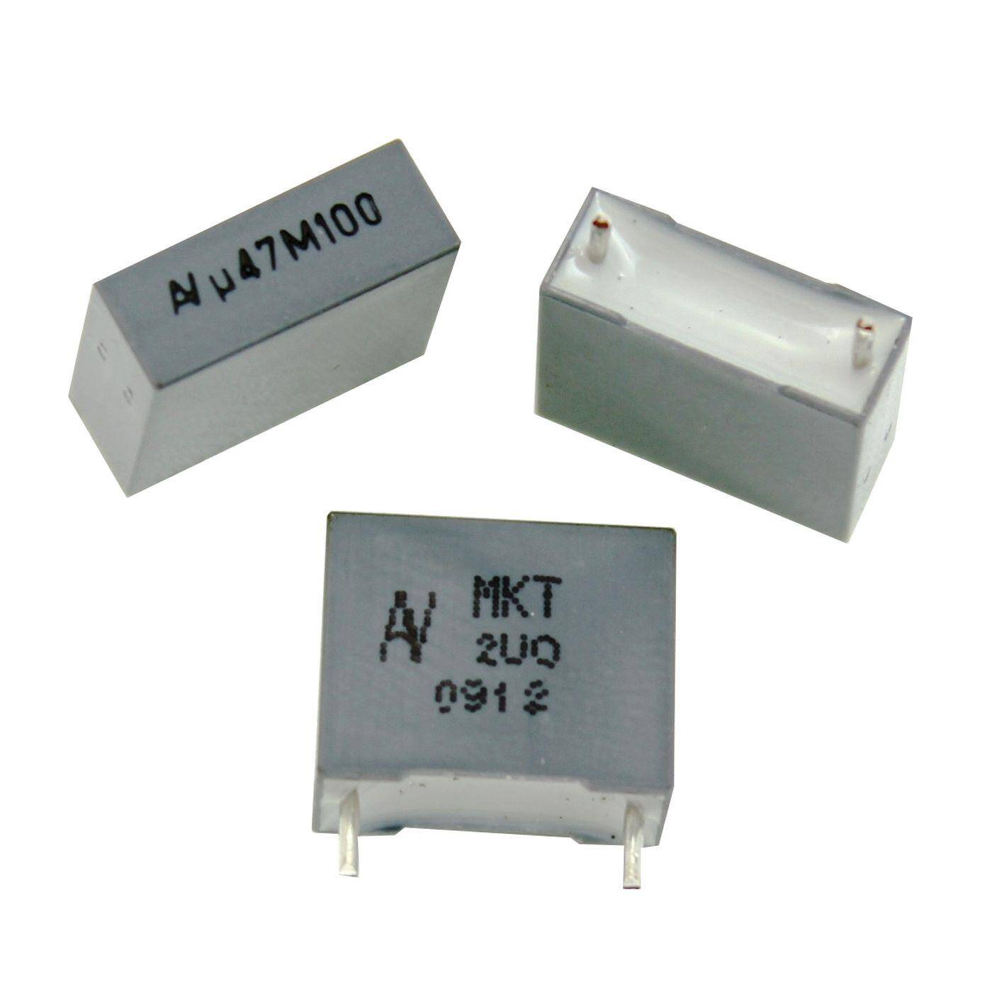 Arcotronics MKT Foil Capacitor | 0,47µF 100V DC I 2-Pin Connection I 2-Pin I 0,47uF, 470nF I Capacitor for crossover networks of loudspeakers or for interference suppression of electrical devices
