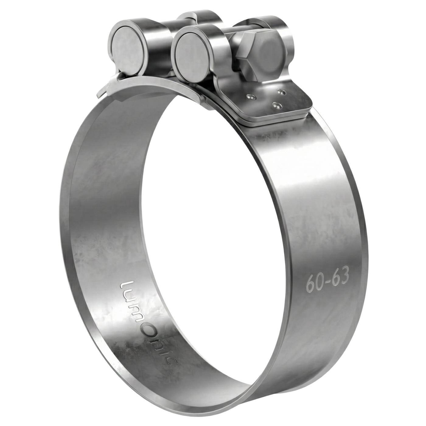 1x Lumonic Gelenkbolzenschelle Edelstahl 60-63mm V2A Auspuffschelle für Bau PKW LKW