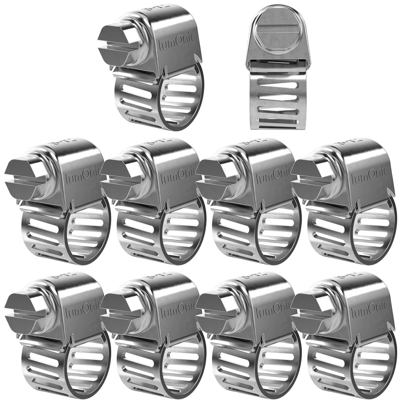 Lumonic 10x 8-12mm Schlauchschelle Edelstahl V2A 201 I einstellbare Schlauchschellen zum Schrauben I für Rohre Schläuche Waschmaschine KFZ Auto Haus Garten