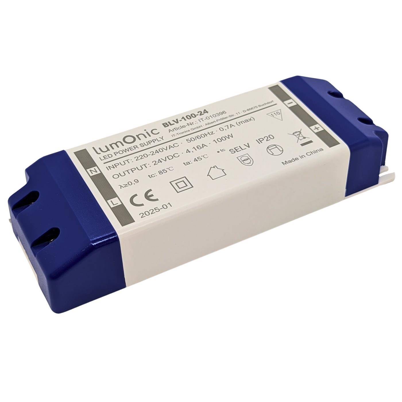 Lumonic I LED transformer BLV-100-24 I 24V 100W I Input 220-230VAC I flicker-free I Overload protection I LED power supply unit I for LED lighting