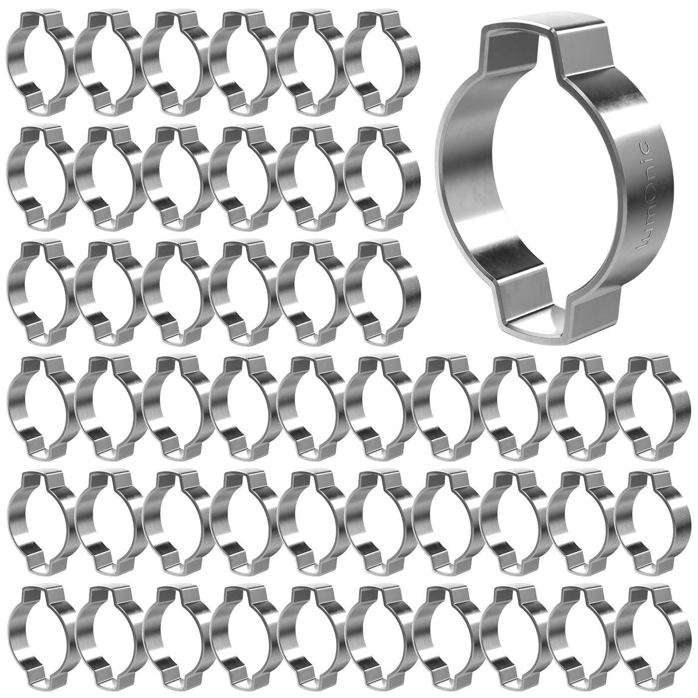 Lumonic I 50x 2-Ohr-Schelle 23-27mm I V2A Edelstahl I Zweiohrschelle I Schlauchschelle I für Druckluft, Rohrsysteme, Garten, KFZ