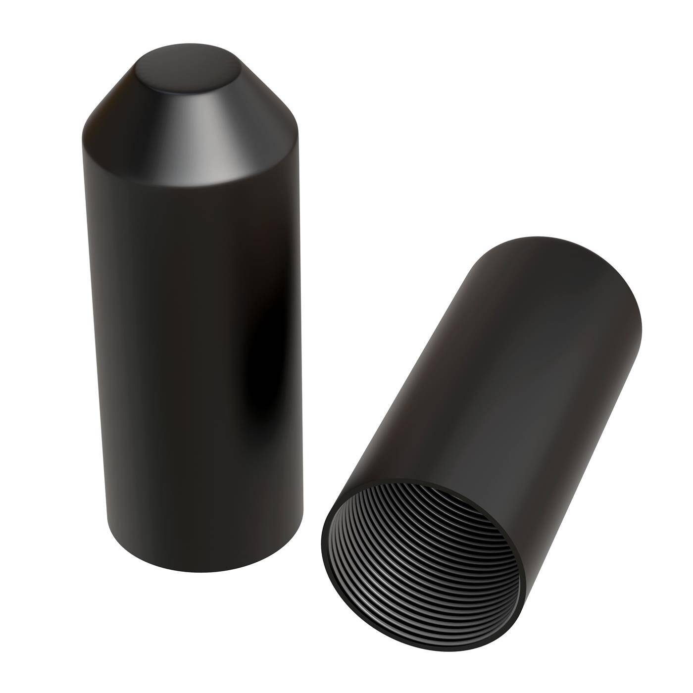 Heat-shrink end cap with adhesive 35 -> 15mm black Ratio 3:1 cross-linked polyolefin Shrink cap for cables, pipes and ropes