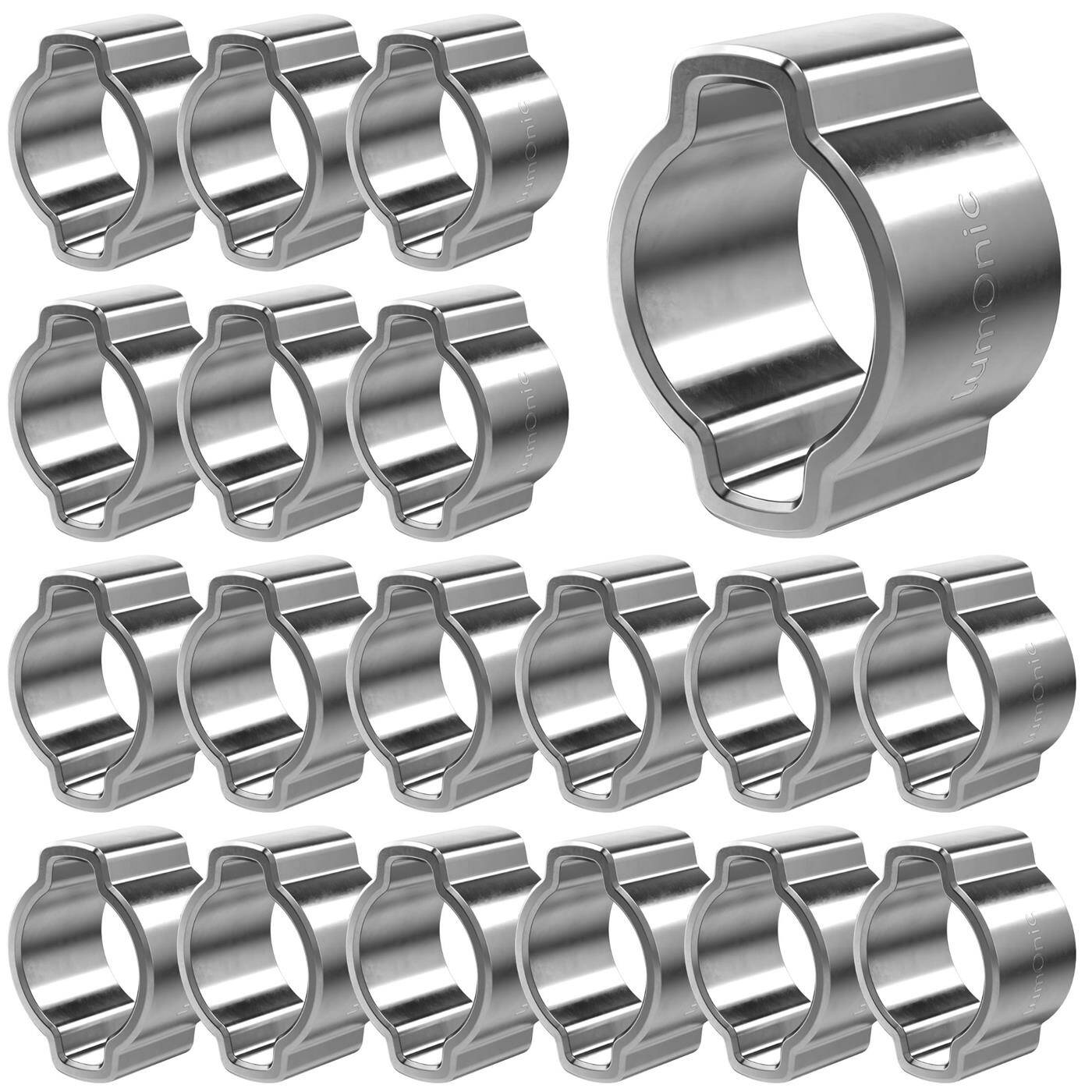 Lumonic I 20x 2-ear clip 5-7mm I V2A Stainless steel I Two-ear clamp I Hose clamp I for Compressed air, Pipe systems, Garden, CAR