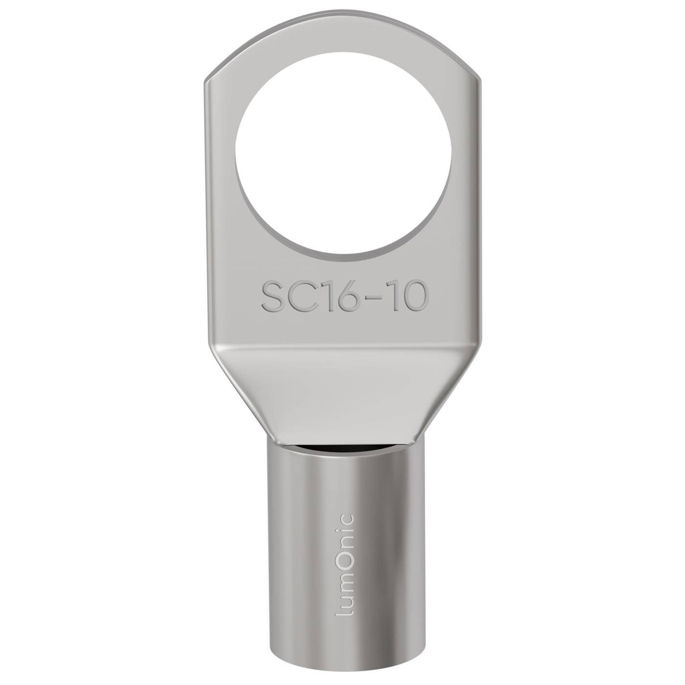 Lumonic 10x Rohrkabelschuh 16mm² blank | M10 | Kupfer verzinnt | Kabelverbindung ohne Löten | SC16-10, Set mit 10 Stück Crimp-Kabelschuh, Quetschverbinder | KFZ, Maschinenbau, Wohnmobil, Batterie