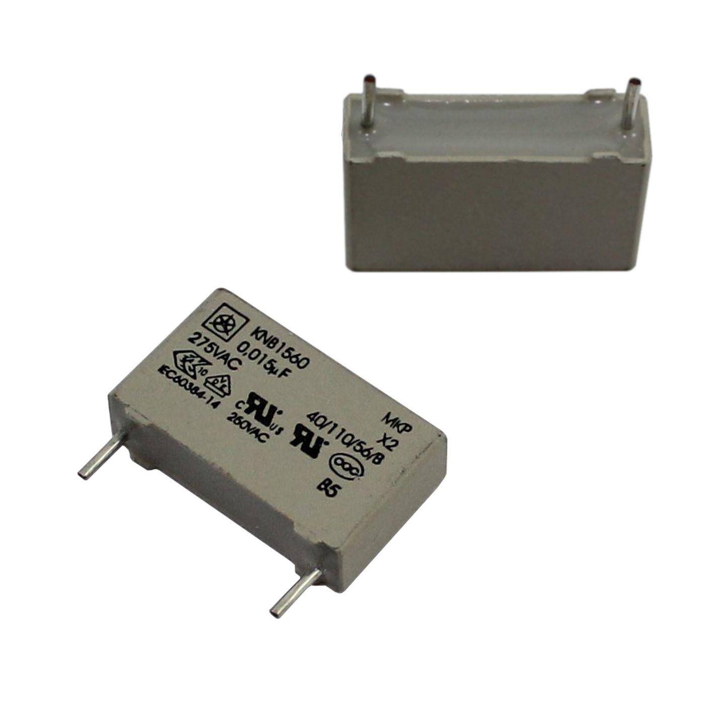 Iskra MKP Interference suppression capacitor | 0,015µF 275V AC I 2-Pin Connection I 2-Pin I 0,015uF, 15nF I Capacitor against flickering | for household appliances, power tools, building technology, industrial applications, LED