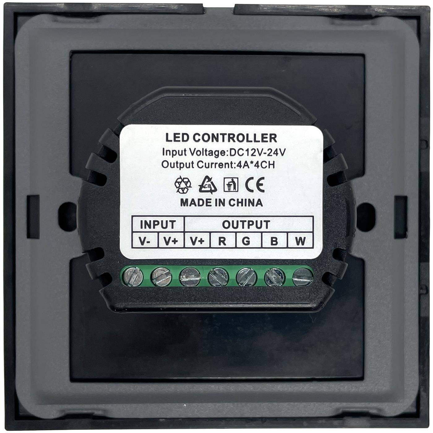 RGBW LED Wand Touch Panel Controller 12...24V 384W Glas Design Optik RGB+W; 5-Pin