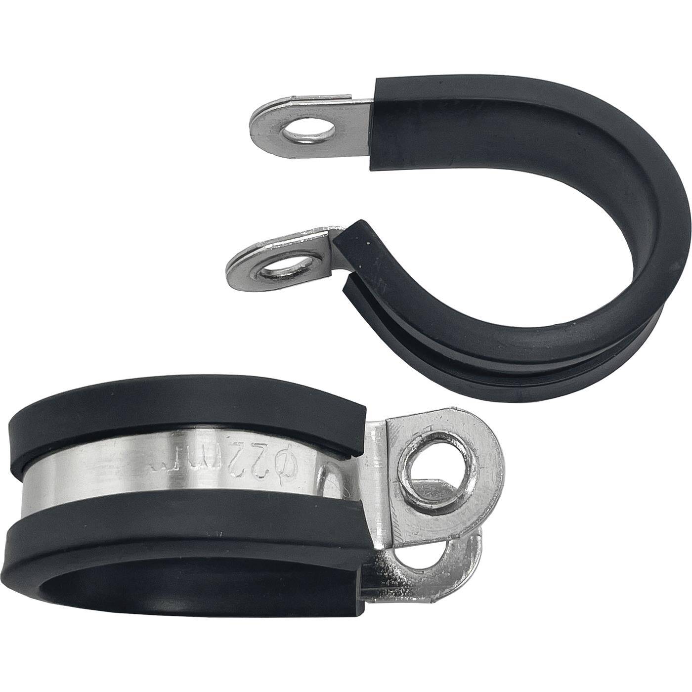 10x P-Clip Leitungsschelle Edelstahl V2A mit Gummi 22mm Rohrschelle Befestigungsschelle