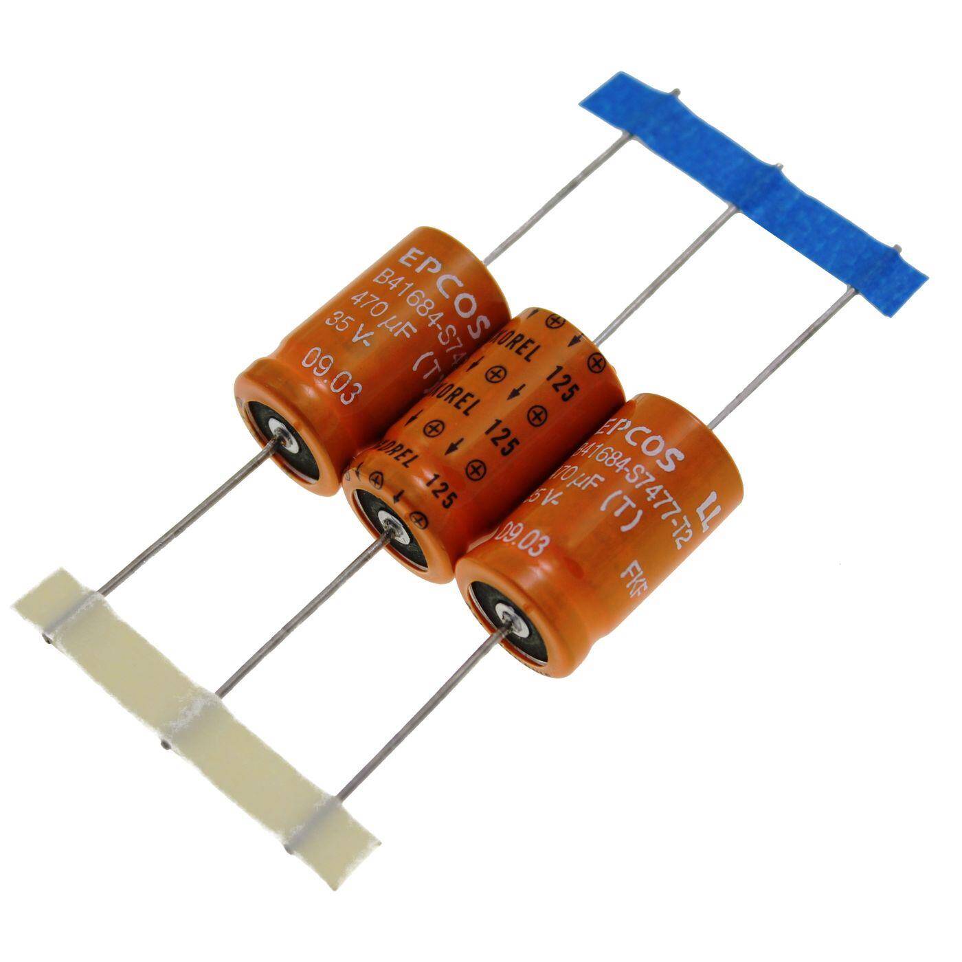 Elko Kondensator Axial 470µF 35V | Elektrolytkondensator bis zu einer Temperatur von 125°C | 15x25mm | 470uF B41684S7477T002 Epcos