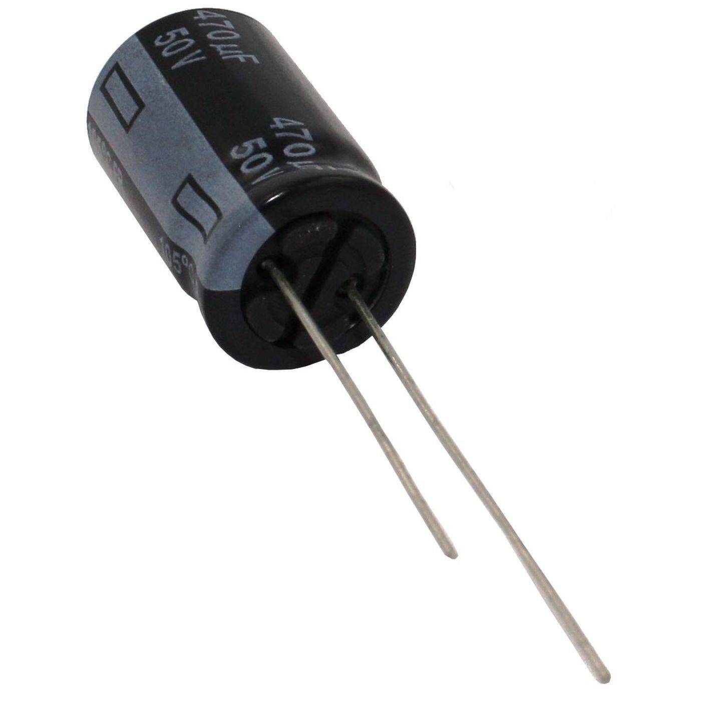 Elko Capacitor Radial 470µF 50V | Electrolytic capacitor up to a temperature of 105°C | 12,5x20mm | 470uF EEUFR1H471X Panasonic