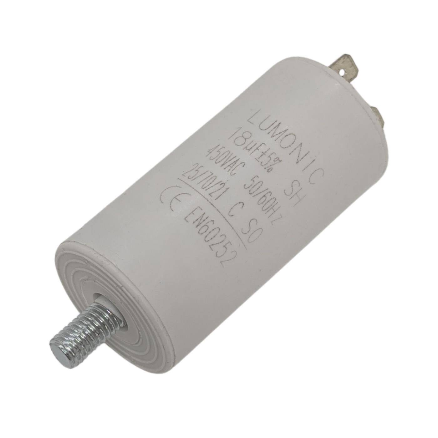 Anlaufkondensator mit Stecker 6,3x0,8mm 18µF 450V 34x70mm 18uF Motorkondensator mit Kunststoffgehäuse