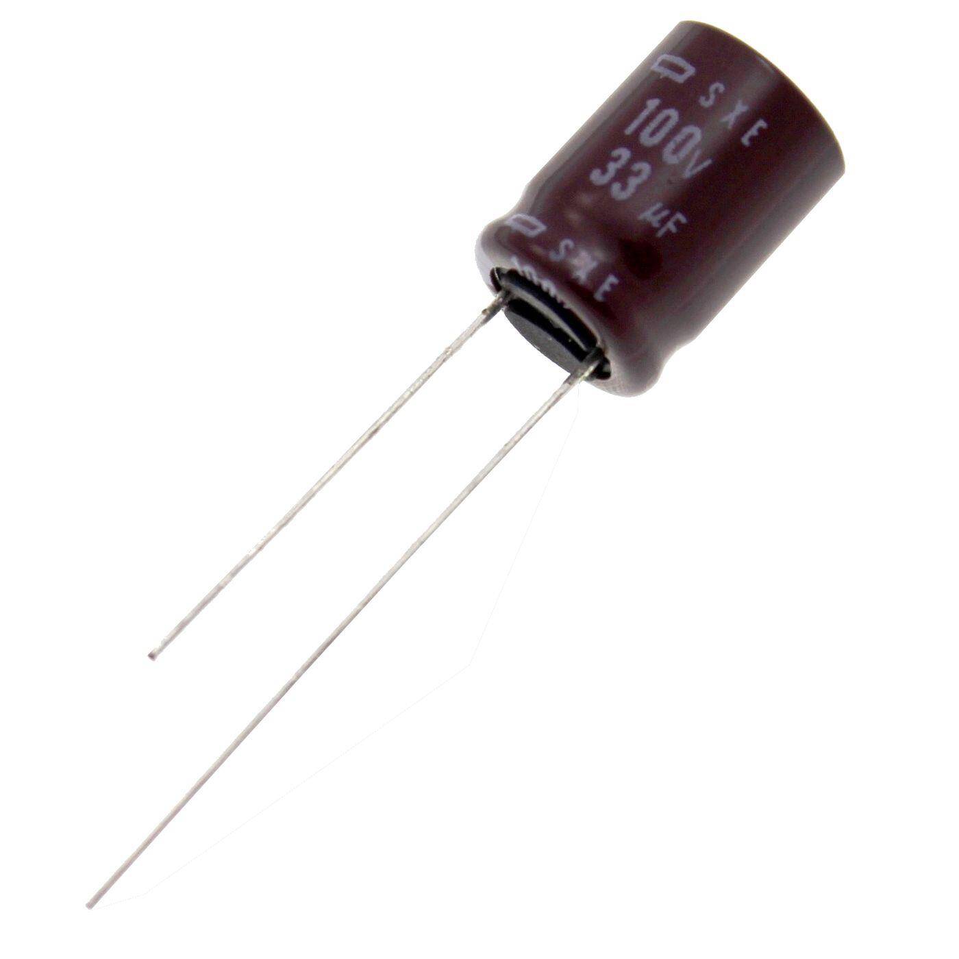 Elko Capacitor Radial 33µF 100V | Electrolytic capacitor up to a temperature of 105°C | 10x15mm | 33uF ESXE101ELL330MJ15N United Chemi-Con