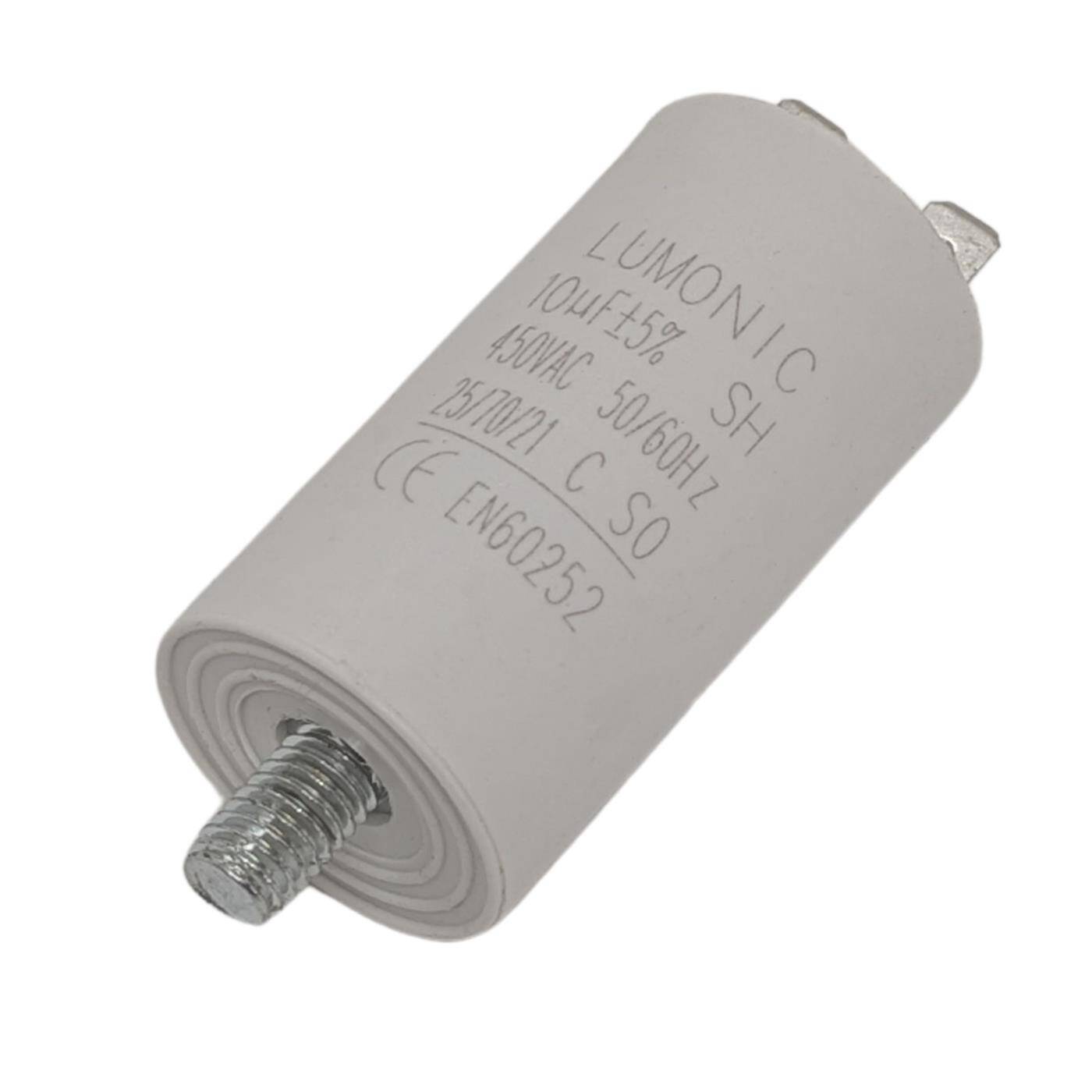Anlaufkondensator 10µF 450V mit Stecker 6,3x0,8mm 30x60mm 10uF Motorkondensator mit Kunststoffgehäuse