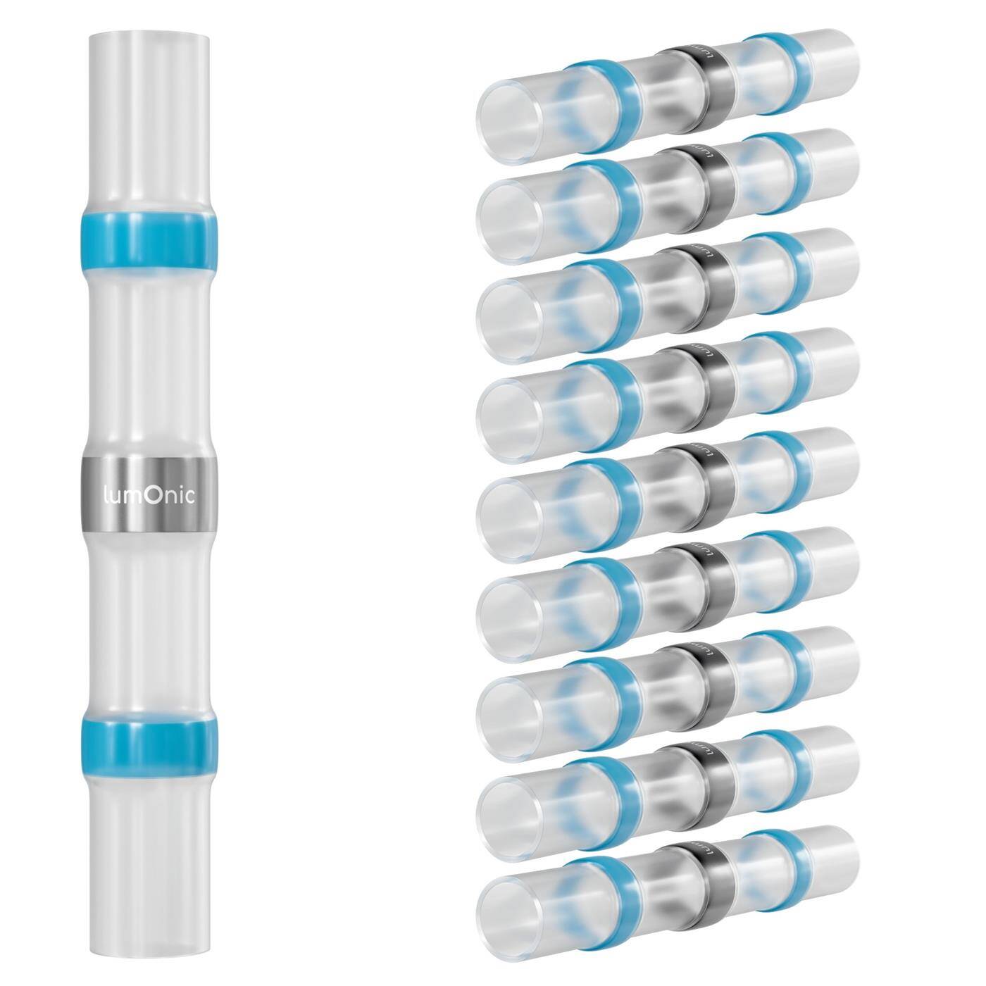 Lumonic 10x Schrumpf Lötverbinder  mit Schrumpfschlauch | 1,5-2,5mm² | Blau | WarmSchrumpf Kabelverbinder | Wasserdicht IP67 | Kabel Reparatur