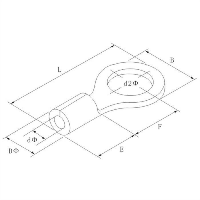 25x Ringkabelschuh blank 10-16mm² Lochdurchmesser M10 Ringzunge Kupfer verzinnt