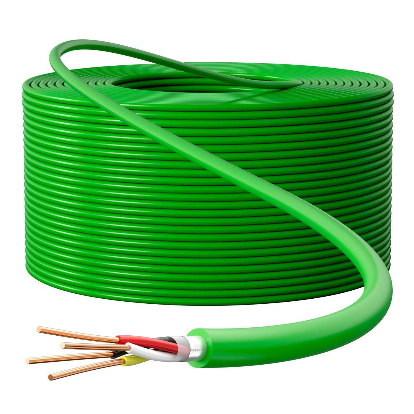 Bus cable 2x2x0.8mm 100m, CCA, shielded, green with meter marking, Smart home, networking, control, building automation
