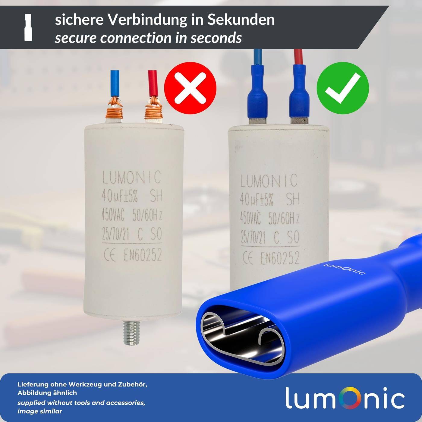 25x Flachsteckhülse vollisoliert 1,5-2,5mm² Steckmaß 0,8x6,4mm Blau für Flachstecker Messing verzinnt