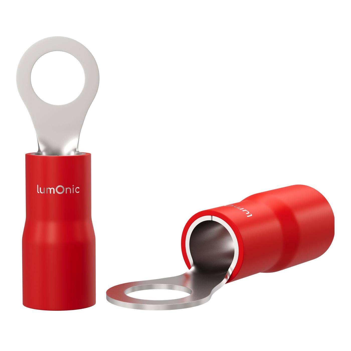 Lumonic 25x Ringkabelschuh 0,5-1,5mm² teilisoliert | M3 | Kupfer verzinnt | sichere Kabelverbindung ohne Löten | Set, Crimp-Kabelschuh, Quetschverbinder, Ringöse | KFZ, Maschinenbau, Wohnmobil, Batterie