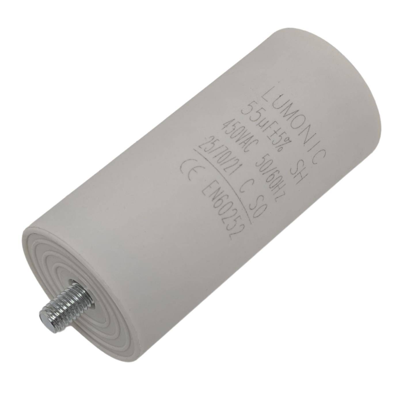 Anlaufkondensator mit Stecker 6,3x0,8mm 55µF 450V 45x100mm 55uF Motorkondensator mit Kunststoffgehäuse