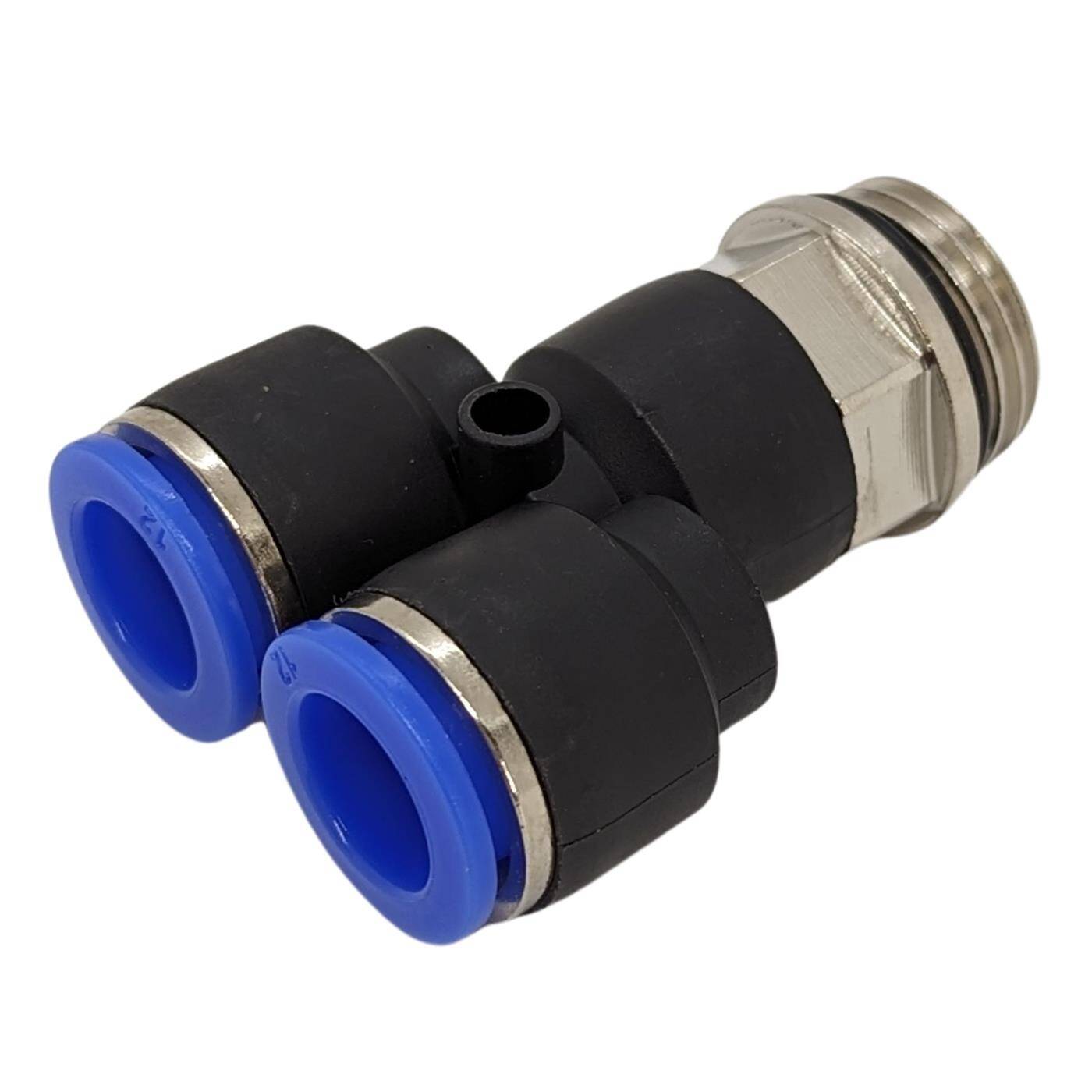 PU Schlauch Y-Steckverbinder Fitting mit Außengewinde 12mm*1/2Zoll Y-Stück Push-in pneumatischer Steckverbinder Y-Verteiler Druckluft & Automatisierung