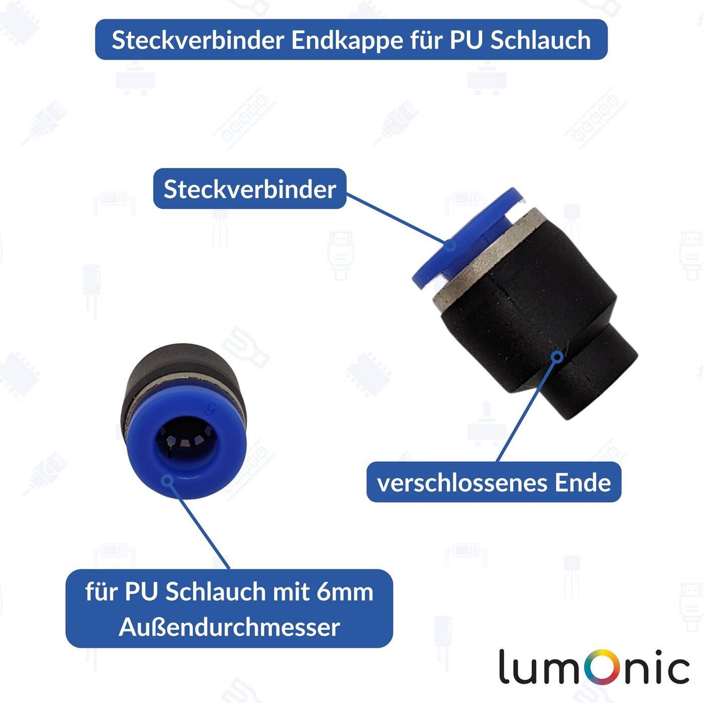 PU hose cap 6mm Blind cap Sealing Pneumatic end cap Plug connection Compressed air