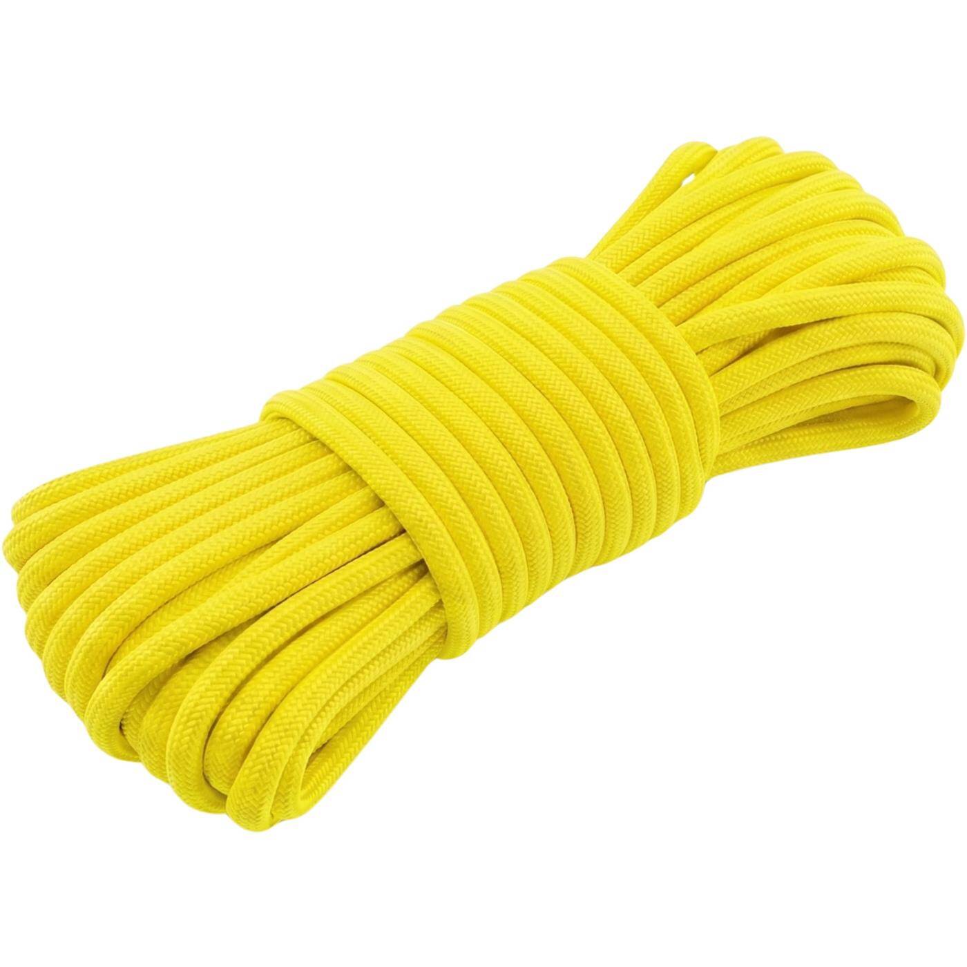 Lumonic 30m Paracord 4mm Fluorescent yellow | 100% nylon | 7 cores, 32 strand sheath | Max. 125 kg load capacity | dog leash, bracelet, outdoor, bushcraft, tent cord