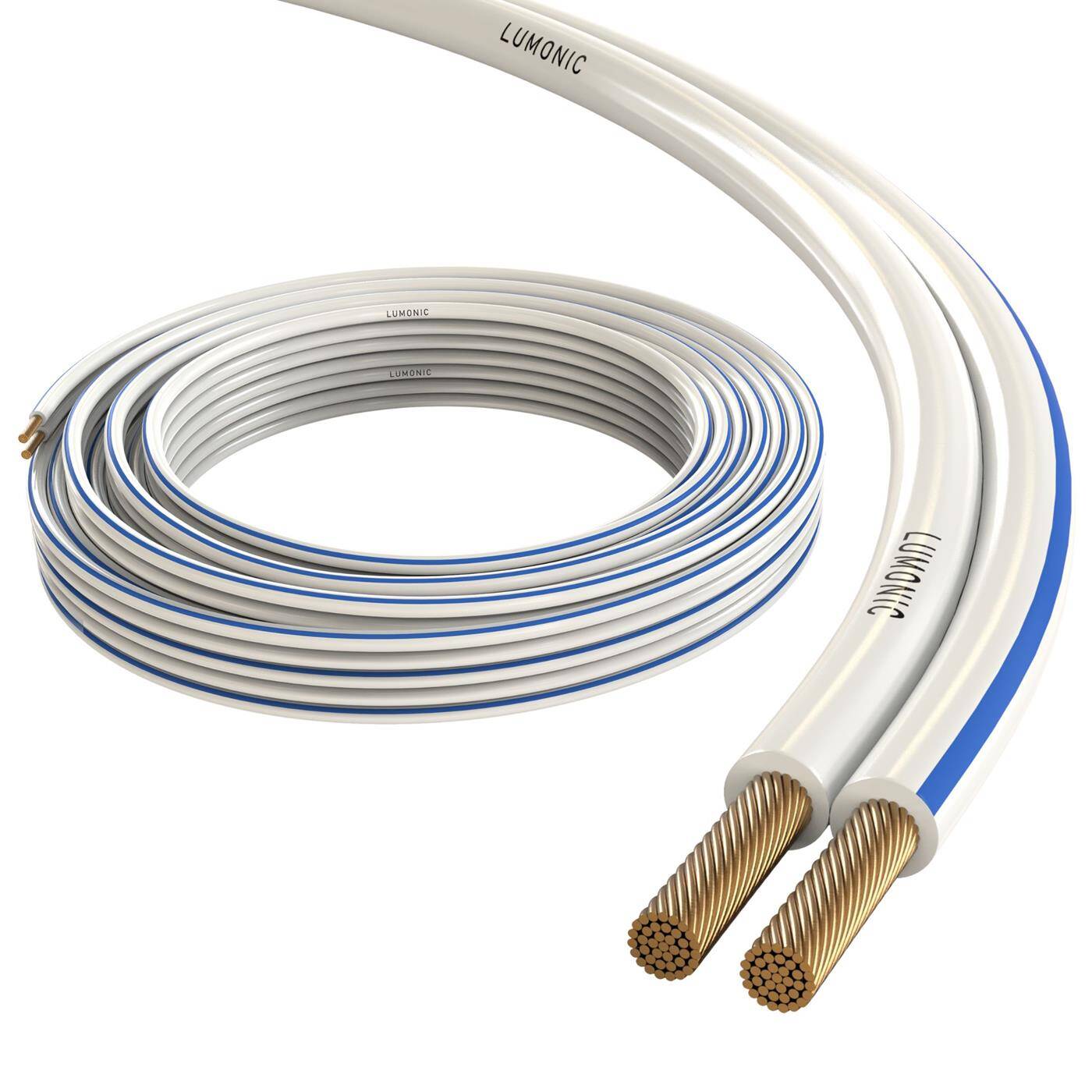 10m Speaker cables 2x 0,5mm² White CCA HiFi speaker cable Audio twin line