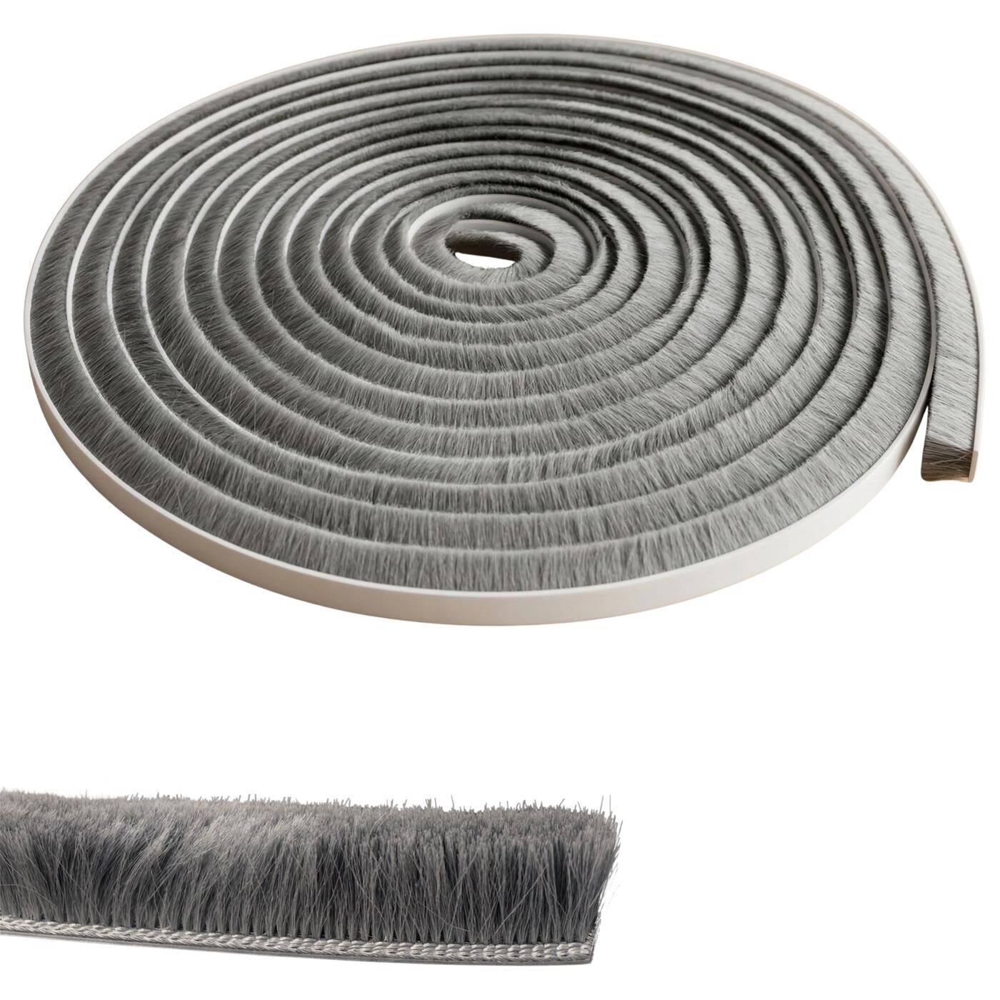 Lumonic 5m Brush seal gray 10mm | Self-adhesive + Can be cut to size | Draught excluder, cold protection, insect screen for windows, doors, cupboards