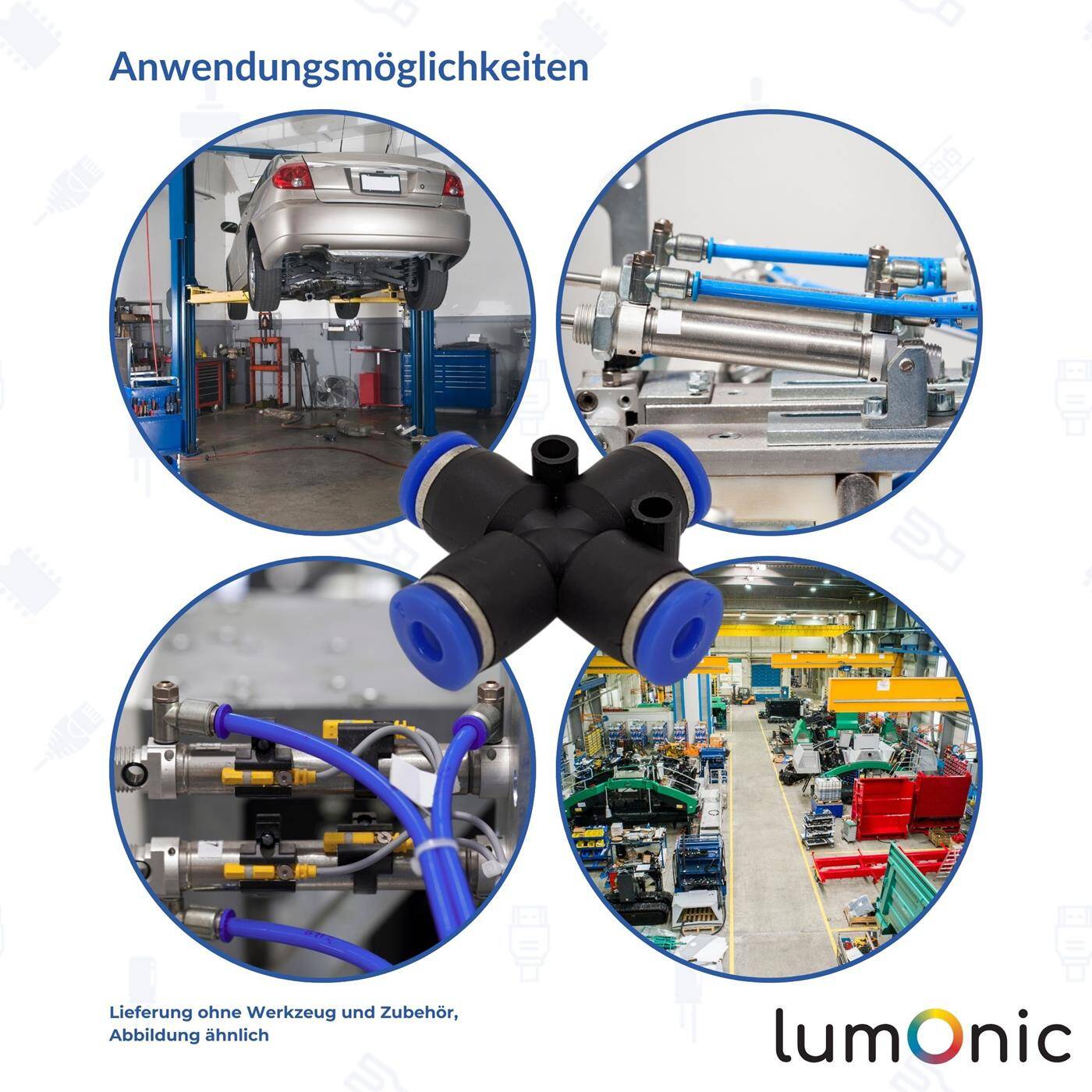 PU Schlauch X-Steckverbinder 12mm X-Stück Push-in pneumatischer Steckverbinder Kreuz-Verbinder Druckluft & Automatisierung