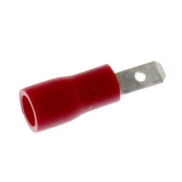 25x Flat plug partially insulated 0,5-1,5mm² Plug-in dimension 0,8x2,8mm Red Connectors Brass tinned