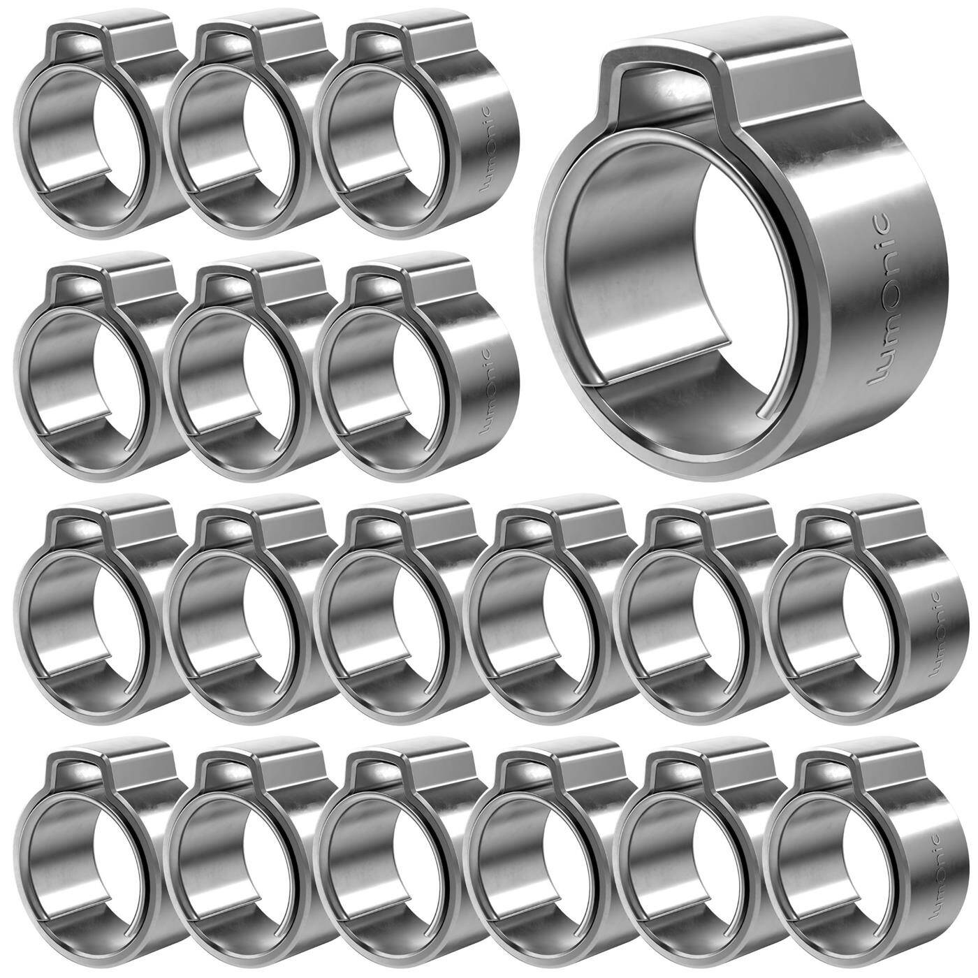 20x 1-Ohr-Schelle 9,6-11,3mm V2A Edelstahl Einohrschelle Schlauchschelle für Druckluft, Rohrsysteme, Garten, KFZ