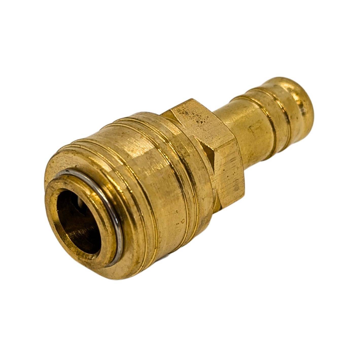 Coupling socket with hose nozzle for 13mm hose made of brass Compressed air coupling socket Quick coupling for workshops, businesses and DIY enthusiasts